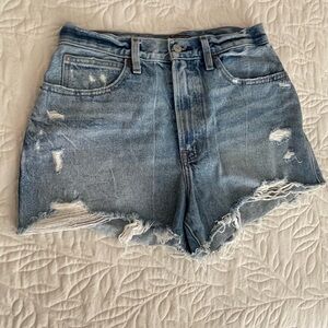 Abercrombie & Fitch Natural Rise Shorts Distressed Denim Women Shorts